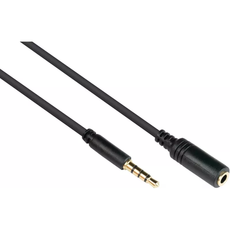 Good Connections 3,5mm 4-poliges TRRS Audio-Verlängerungskabel, Stecker auf Buchse, 1,5m, Schwarz AS-35V4B15