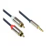 Good Connections Audio-Verbindungskabel High-Quality 3,5mm Klinke auf 2x RCA-Stecker, Vollmetallgehäuse, Dunkelblau, 1,5m
