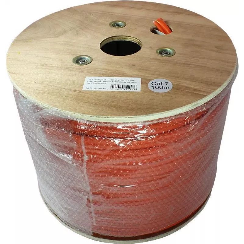 Good Connections Cat.7 S/FTP PiMF Installationskabel, Duplex, AWG23, FRNC-B, Orange, 100m