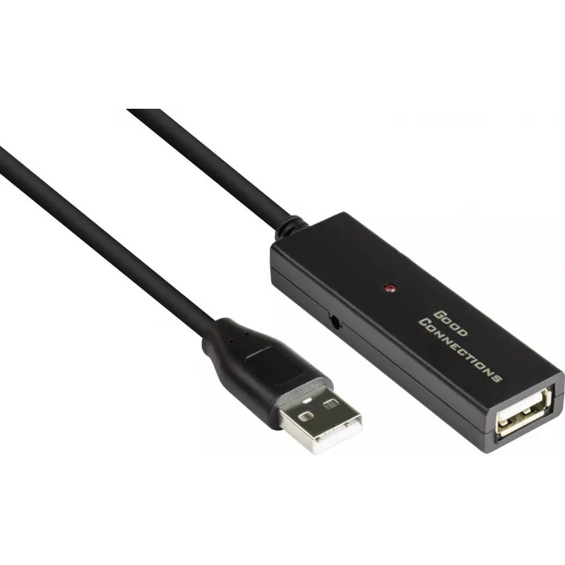 Good Connections GC-M0134 USB 2.0 Verlängerungskabel 20 m Schwarz mit Signalverstärker