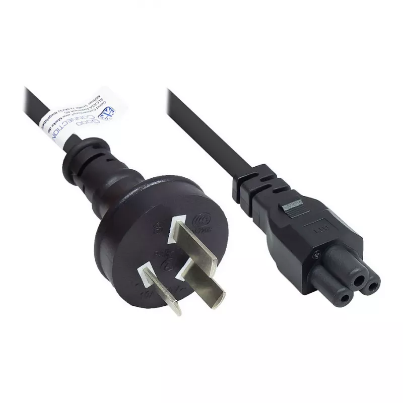 Good Connections P8005-S018 Netzkabel, 1,8 m, Typ I auf IEC C5, 250 V/2,5 A, Schwarz