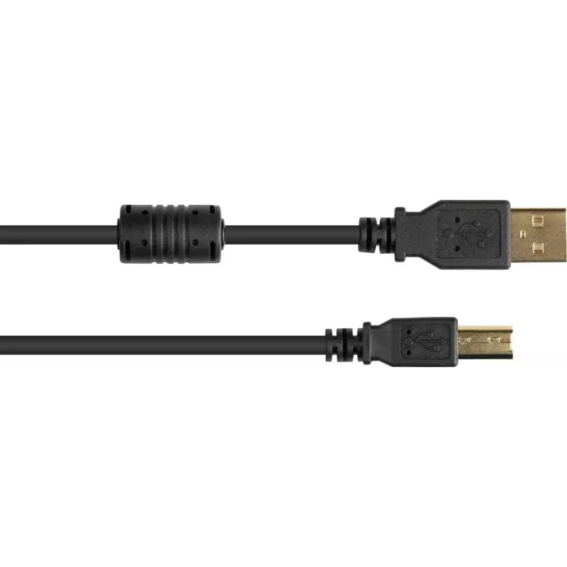 Good Connections USB 2.0 Kabel A auf B mit Ferritkern, vergoldet, Schwarz, 1m