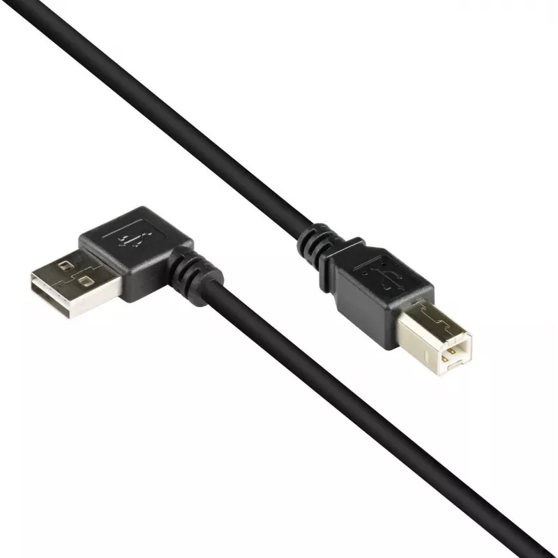 Good Connections USB 2.0 Kabel Typ-A abgewinkelt auf Typ-B - Schwarz - 0,5 m