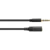 GoodConnections 3,5mm 4-poliges TRRS Audio-Verlängerungskabel, Stecker auf Buchse, 3m, Schwarz AS-35V4B3