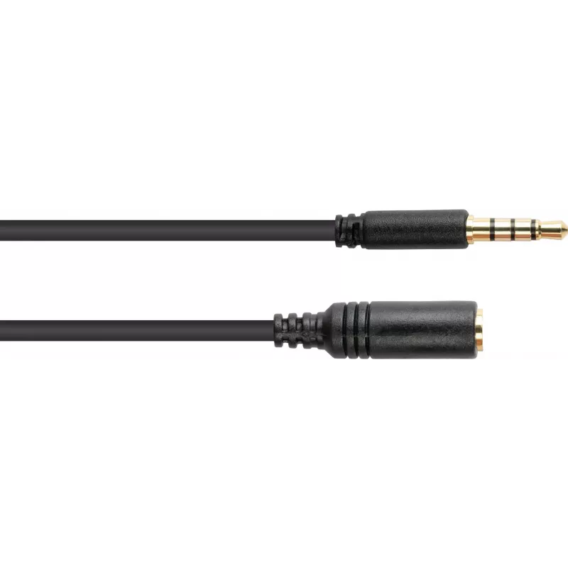 GoodConnections 3,5mm 4-poliges TRRS Audio-Verlängerungskabel, Stecker auf Buchse, 3m, Schwarz AS-35V4B3