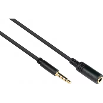 GoodConnections 3,5mm 4-poliges TRRS Audio-Verlängerungskabel, Stecker auf Buchse, 3m, Schwarz AS-35V4B3
