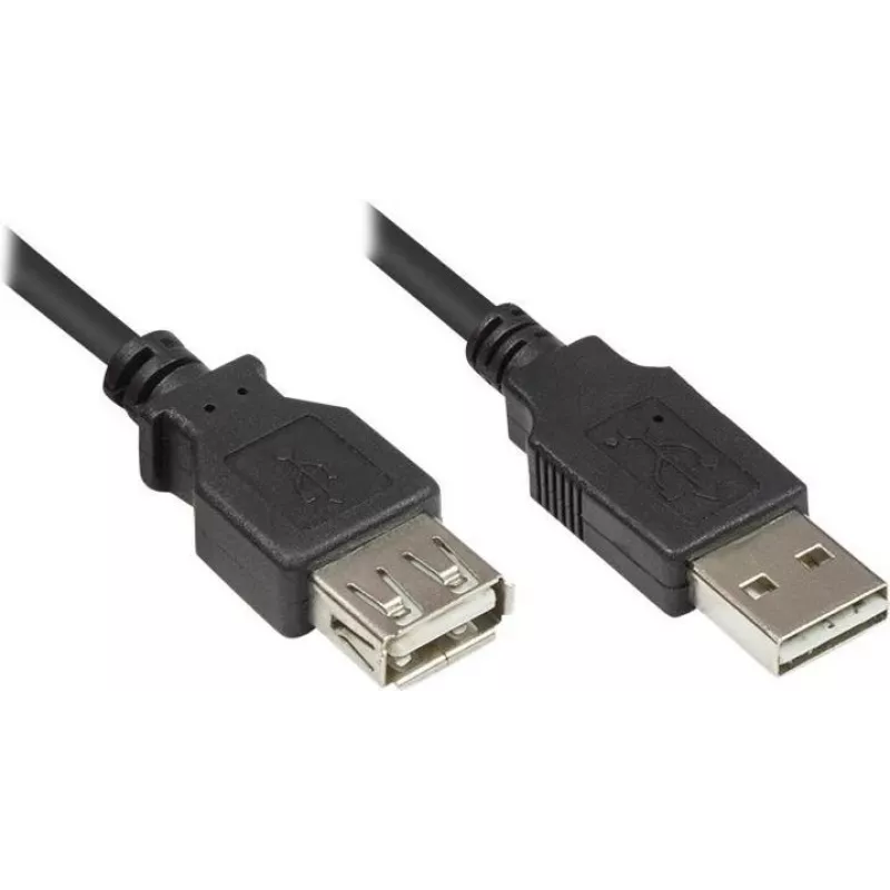 GoodConnections Alcasa 2511-EU01 USB 2.0 Verlängerungskabel, USB-A Stecker auf USB-A Buchse, 1,8 m, Schwarz