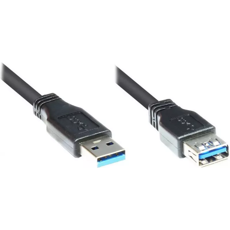GoodConnections Alcasa 2711-S005 USB 3.1 Gen 1 Verlängerungskabel – USB-A Stecker auf Buchse, 0,5 m, Schwarz