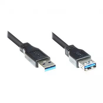 GoodConnections Alcasa 2711-S005 USB 3.1 Gen 1 Verlängerungskabel – USB-A Stecker auf Buchse, 0,5 m, Schwarz