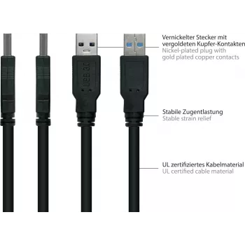 GoodConnections Alcasa UK30P-AMB-005S USB 3.2 Gen 1 Kabel, USB-A auf Micro-B, 0,5 m, Schwarz