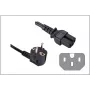 GoodConnections Gewinkeltes Schuko-auf-IEC-C15-Stromkabel, 1,8m, Schwarz, 10A/250V, H05VV-F, Heißgeräte 1501-18