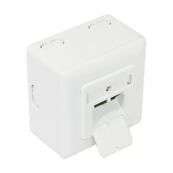 GoodConnections Cat.6 Netzwerkdose, 2xRJ45, geschirmt, Aufputz, vertikaler Kabeleingang, Signalweiß RAL9003 (GC-N0026)