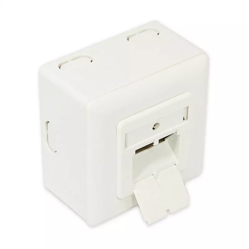 GoodConnections Cat.6 Netzwerk-Wandanschlussdose, 2xRJ45, geschirmt, Aufputz, Perlweiß RAL1013, GC-N0027