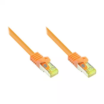 GoodConnections Cat.7 S/FTP RJ45 Patchkabel mit Knickschutz (RNS®), 600MHz, LSZH, Orange, 15m