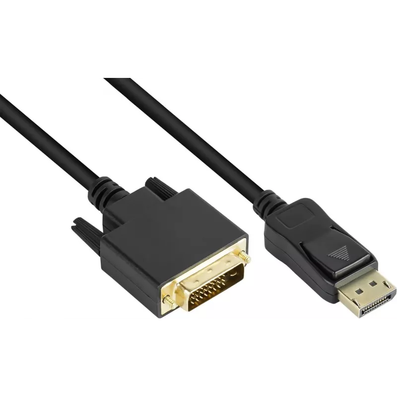 GoodConnections DisplayPort auf DVI-D 24+1 Verbindungskabel - 24K vergoldete Kontakte - OFC - Schwarz - 5m