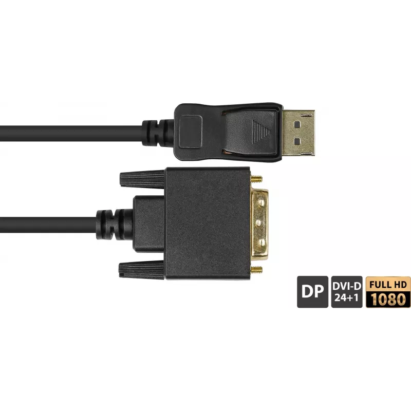 GoodConnections DisplayPort auf DVI-D 24+1 Verbindungskabel - 24K vergoldete Kontakte - OFC - Schwarz - 5m