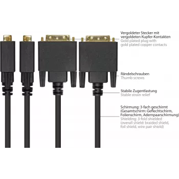 GoodConnections DisplayPort auf DVI-D 24+1 Verbindungskabel - 24K vergoldete Kontakte - OFC - Schwarz - 5m