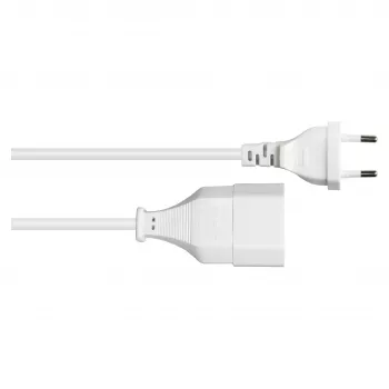 GoodConnections Euro-Verlängerungskabel 3m, Weiß, Eurostecker CEE 7/16 auf Euro-Steckdose, 0,75 mm²
