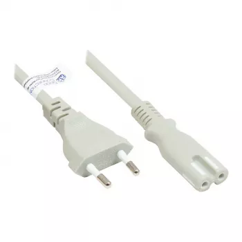 GoodConnections Euro-Netzkabel Eurostecker Typ C (gerade) auf C7/Euro 8 Buchse (gerade), Grau, 0,75 mm², 5 m, Good Connections® (P0370-GR050)