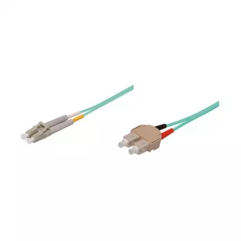 GoodConnections Glasfaser-Patchkabel Duplex OM3 Multimode 50/125 µm LC/SC, LSZH, Umkehrbare Polarität, 5m, Aqua