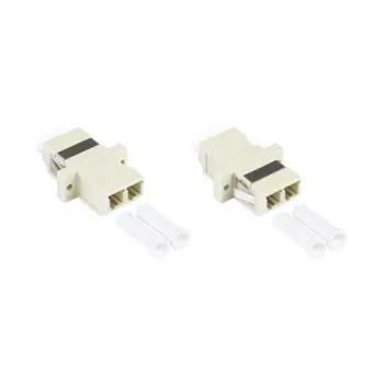 GoodConnections LC/UPC zu LC/UPC Duplex Glasfaseradapter, OM2 Multimode, Keramikhülse, Kunststoffgehäuse mit Flansch, Grau (LW-K202)