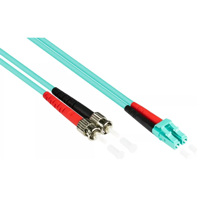 GoodConnections OM3 Duplex Multimode Glasfaser-Patchkabel LC/ST, 50/125, LSZH, austauschbare Polarität, 1m