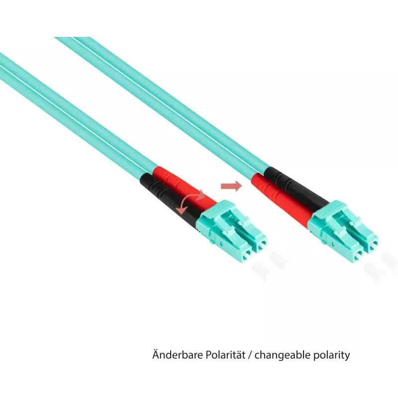 GoodConnections OM3 Duplex Multimode Glasfaser-Patchkabel LC/ST, 50/125, LSZH, austauschbare Polarität, 1m