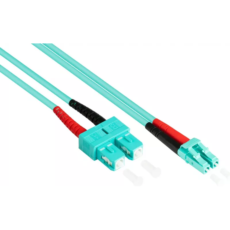 GoodConnections OM3 Duplex Multimode LWL-Patchkabel SC auf LC, 50/125 µm, 1m, LSZH Aqua LW-801LS3