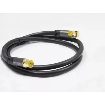 GoodConnections SAT-Antennenkabel SmartFLEX, IEC/Koax Winkelstecker auf Buchse, vergoldet, vierfach geschirmt, 120dB Schirmung, Schwarz, 15m (GC-M2078)