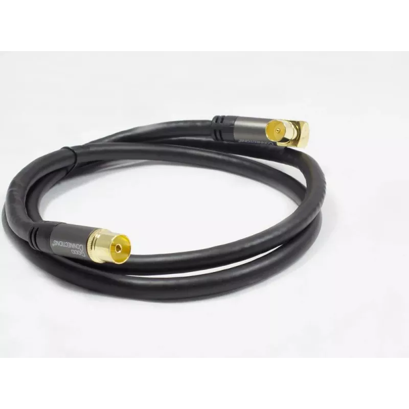 GoodConnections SAT-Antennenkabel SmartFLEX, IEC/Koax Winkelstecker auf Buchse, vergoldet, vierfach geschirmt, 120dB Schirmung, Schwarz, 15m (GC-M2078)