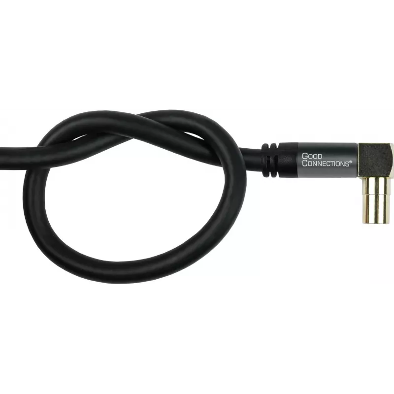 GoodConnections SAT-Antennenkabel SmartFLEX, IEC/Koax Winkelstecker auf Buchse, vergoldet, vierfach geschirmt, 120dB Schirmung, Schwarz, 15m (GC-M2078)