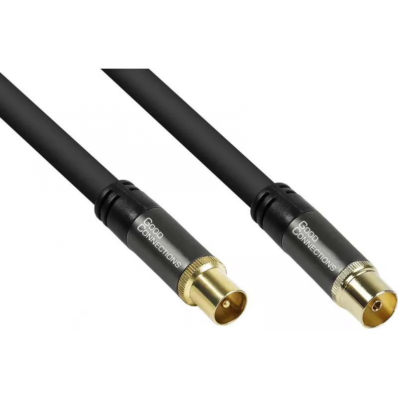 GoodConnections SmartFLEX Antennenkabel, IEC Koax Stecker auf Buchse, vergoldet, vierfach geschirmt, 120 dB Schirmdämpfung, Schwarz, 30 m (GC-M2060)