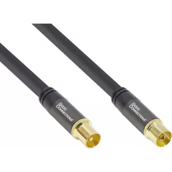 GoodConnections SmartFLEX Antennenkabel, IEC Koax Stecker auf Buchse, vergoldet, vierfach geschirmt, 120 dB Schirmdämpfung, Schwarz, 30 m (GC-M2060)