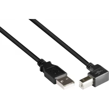 GoodConnections USB 2.0 Kabel A auf B abgewinkelt nach unten 2m Schwarz