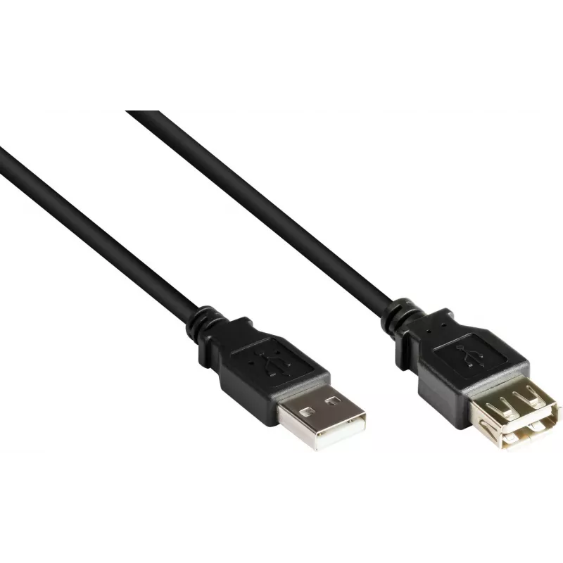 GoodConnections USB 2.0 Verlängerungskabel A-Stecker auf A-Buchse, 0,6 m, Schwarz