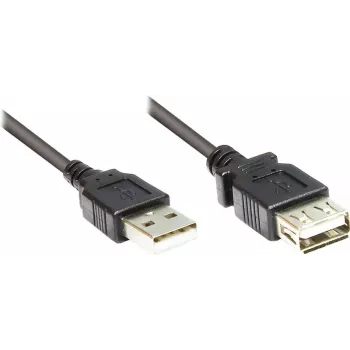 GoodConnections USB 2.0 Verlängerungskabel Typ-A Stecker auf Buchse, Schwarz, 0,3 m