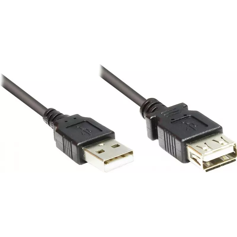 GoodConnections USB 2.0 Verlängerungskabel Typ-A Stecker auf Buchse, Schwarz, 0,3 m