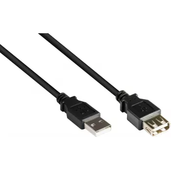 GoodConnections USB 2.0 Verlängerungskabel Typ-A Stecker auf Buchse, Schwarz, 0,3 m