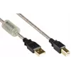 Good Connections USB 2.0 Hochwertiges Kabel mit Ferritkern und Goldkontakten, Transparent, 5m
