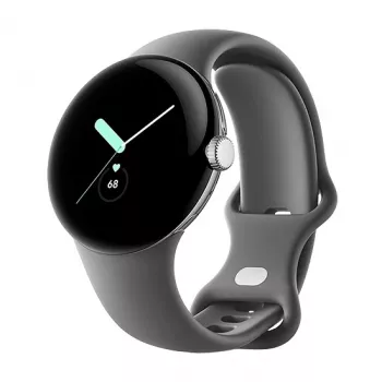 Google Pixel Watch LTE 41mm Poliertes Silber Gehäuse mit Charcoal Sportarmband