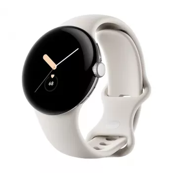 Google Pixel Watch LTE 41mm poliertes Silbergehäuse mit Sportarmband - Chalk