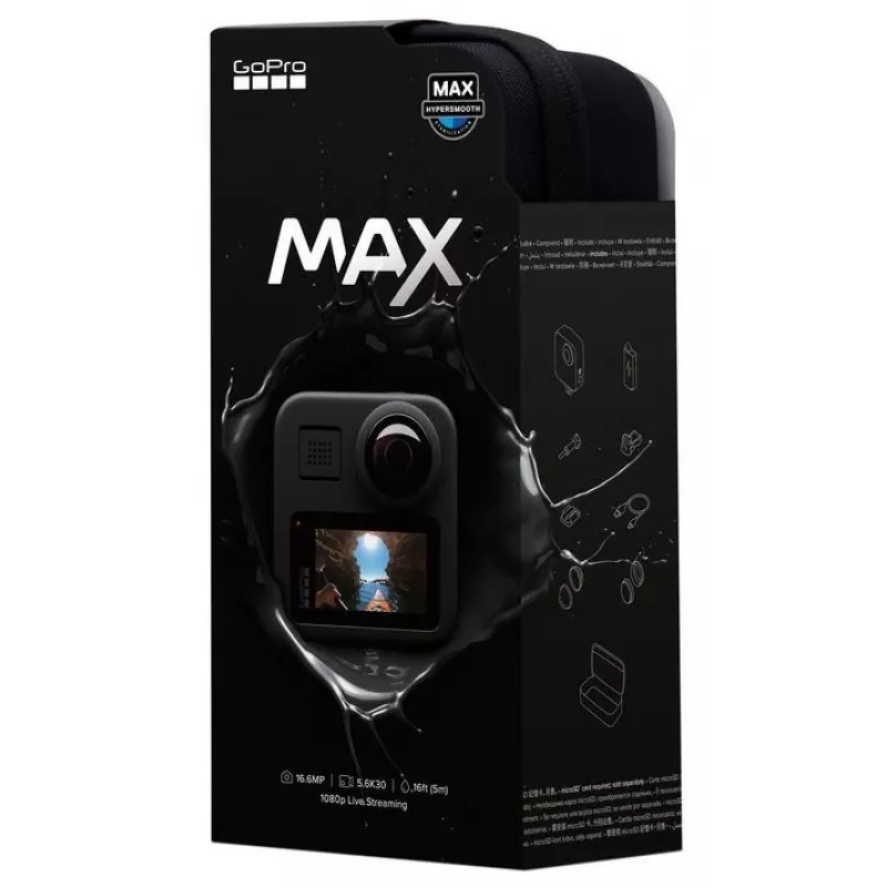 GoPro MAX 360-Grad-Actionkamera mit 5,6K-Video, HyperSmooth-Stabilisierung, 6-Mikrofon-Audio, wasserdicht bis 16ft