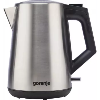 Gorenje K17OS Kabelloser Wasserkocher, 1,7 L, 2200 W, Edelstahl / Schwarz