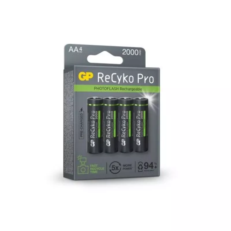 GP Batterie (AA) Wiederaufladbar ReCyko+ Pro Fast Flash, NiMH, 4er Blister, 2000mAh