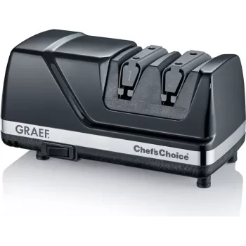 Graef CX 110 (CX110DE) Elektrischer Messerschärfer – 60W, 2-stufig Diamant & Keramik, Schwarz