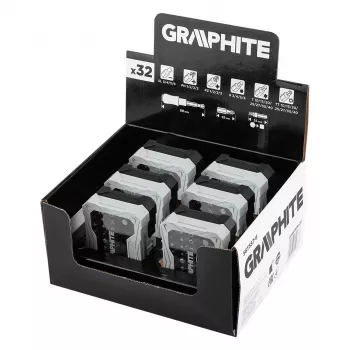 GRAPHITE Display Box 6 x 56T557 32-teiliger Bit-Satz mit Magnethalter