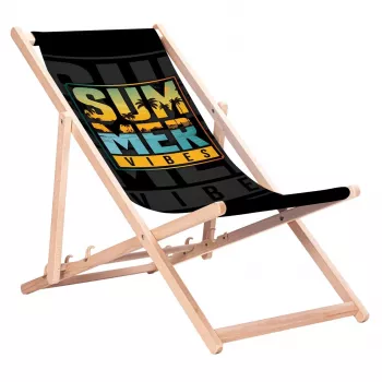 GRB GreenBlue GB183 Klassischer Buchenholz-Liegestuhl mit Summer Vibes Aufdruck