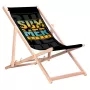 GRB GreenBlue GB183 Klassischer Buchenholz-Liegestuhl mit Summer Vibes Aufdruck
