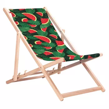 GRB GreenBlue GB183 Klassischer Buchenholz-Liegestuhl mit Wassermelonen-Print