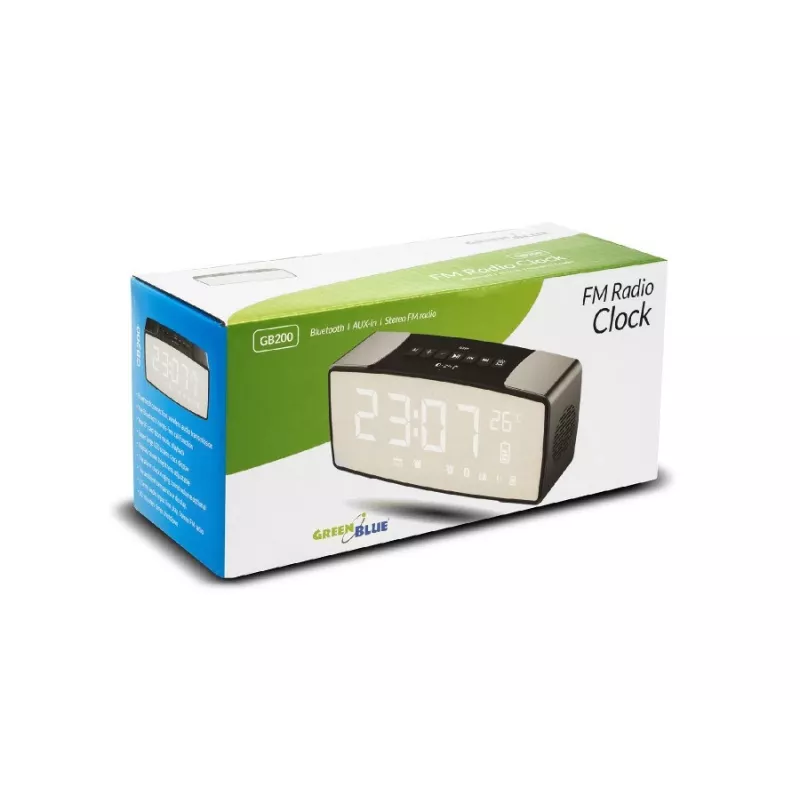 GRB Greenblue GB200 Bluetooth Radiowecker mit FM, Temperatur, Luftfeuchtigkeit, Alarm, Schlummerfunktion, LED-Anzeige, Schwarz/Grau